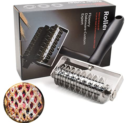 Pastry Lattice Roller Cutter - EVNSIX Stainless Steel Professional Dough Lattice Top Pie Pizza Bread Pastry Crust Lattice Roller Cutter