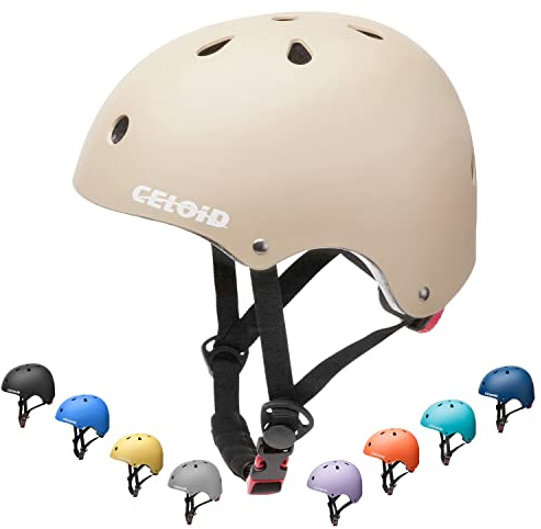 CELOID Kids Bike Helmet,Toddler Skateboard Helmets for Ages 5-8-9 Years Boys Girls,Adjustable Multi-Sport Bicycle Skateboarding Football Roller Skating Scooter Balance Bike Helmet,Apricot