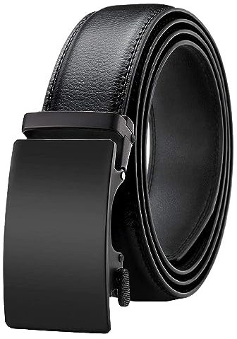 Chaberlu Gürtel Herren,Ledergürtel Ratsche Automatikschließe Business Anzug Gürtel Verstellbarer Leder Gurtgürtel für Jeans, Breit 35mm, Größe Angepasst