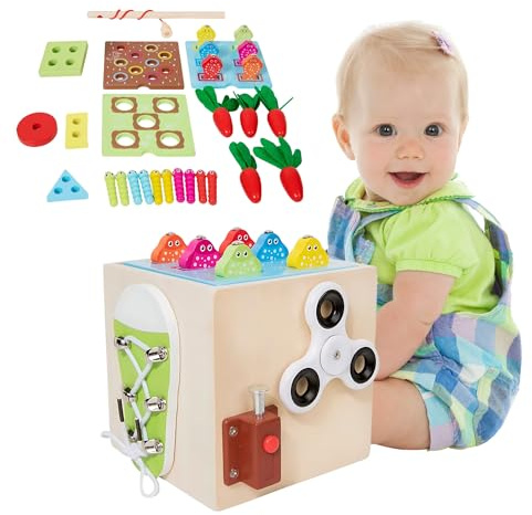 Welinfant Juguetes Montessori 1año, 9 en 1, Juguetes Sensoriales, Cubo De Actividades Bebe, Motricidad Fina, Cubo Educativo, Regalos Originales Bebes 1, 2, 3 Años
