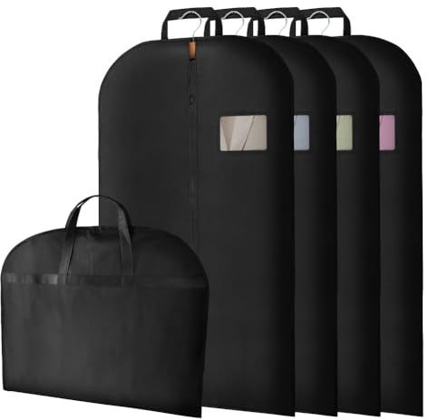 Vicloon Fundas para Ropa,4 Piezas, 100*60cm,Fundas para Trajes con Cremallera Completa,Impermeables y Transpirables,prácticas Bolsas para Ropa a Prueba de Polvo,Adecuadas para Abrigos, Chaqueta,Camisa