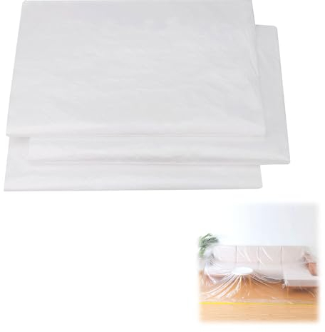 Bache de Protection Peinture, 3 Housse De Canapé, 4 x 5m Paquets Plastique Protection Peinture, Film de Couverture Feuilles de Plastique Imperméables, Feuilles de Poussière, pour l'ameublement