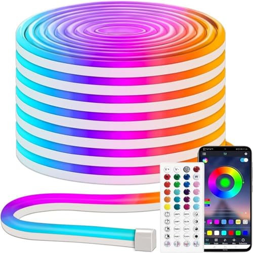 iNextStation RGB LED Strip Light 5M, 12V LED Rope Light with APP & Remote Control, Color Changing Music Sync neon Light Strip Flexible for Bedroom, Gaming, Party and Indoor Outdoor Decorations