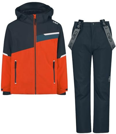 CMP Jungen Skiset Skihose Skijacke Kid Set Jacket and Pant, Farbe:Dunkelblau, Größe:176, Artikel:-C704 Arancio