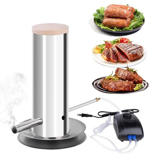 Generador de humo de acero inoxidable, generador de humo frío de acero inoxidable, generador de humo para horno de ahumar eléctrico con bomba y tapa, reutilizable para ahumar en frío pescado, carne