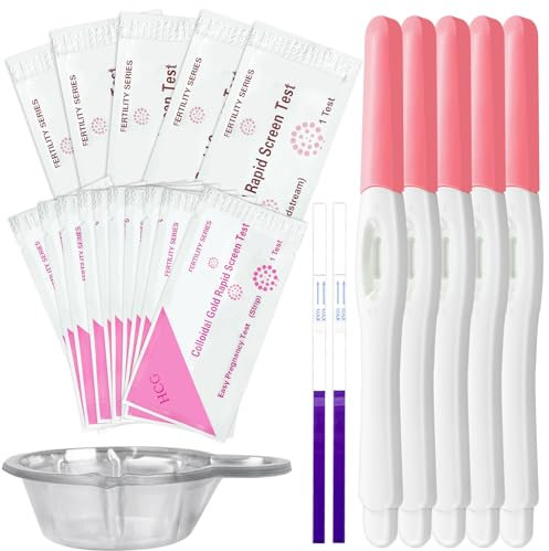 20 Pezzi Test di Gravidanza Precoce Kit, 10 Pezzi Test di Gravidanza Sangue+5 Pezzi Urine Tazza+5 Pezzi Stick Gravidanza,Test Gravidanza, Pregnancy Test,Test Rapidi, Risultati Accurati
