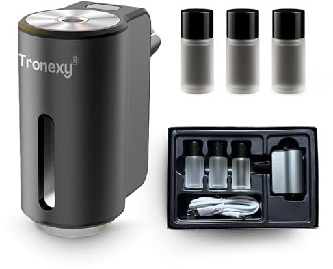 Tronexy Smart Car Air Freshener – Motion Sensor Aroma Diffuser with Vent Clip | Rechargeable, Includes 3 Fragrances, USB-C Cable & Manual | Long-Lasting Car Scent System