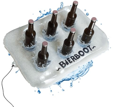 Kühlender Getränkehalter, schwimmend – Aufblasbarer Getränkekühler mit 6 Haltern für SUP, Schlauchboot und Pool, Bierboot