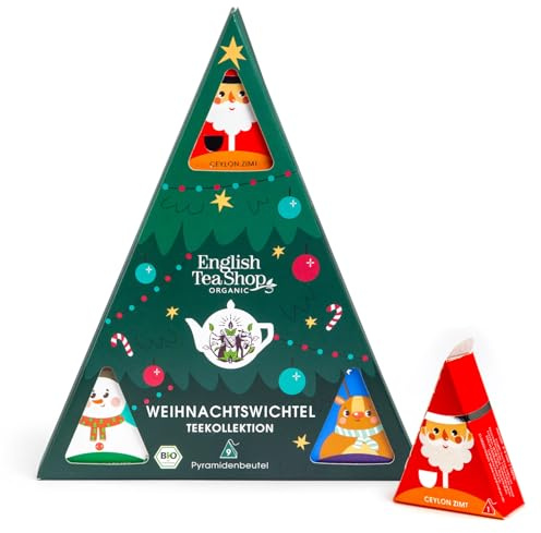 ETS - Tee Geschenk Weihnachtswichtel | Bio Tee Geschenkset zu Weihnachten, Wichtelgeschenk Ideen Advent | 9 Pyramidenbeutel