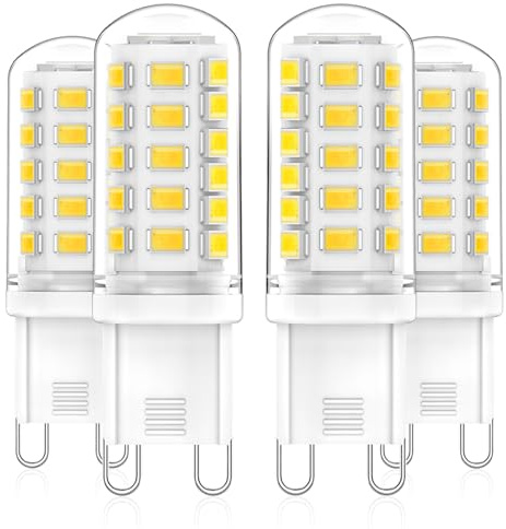 RuLEDne Bombillas LED G9 Blanco neutro 4000K,3 W equivalentes a una bombilla halógena de 50 W, fuente de luz LED G9, CA 230 V, mini bombilla incandescente, CRI 85+, 520 LM,4 unidades.