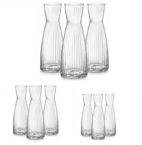 Set 9 Caraffa in Vetro assortite Bottiglia da Tavola Elegante per Vino Acqua o succhi anche come porta fiori brocche ristoranti hotel eleganza Design MADE IN ITALY