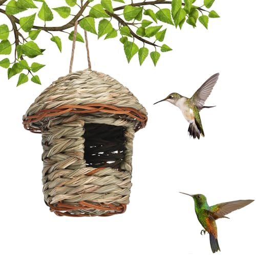 Fågelbo, gräs svalbo, fågelhus, fågelbo för fåglar utomhus väderbeständig, för undulat mese, kanariefågel, koltrast, hummingfågel, rödhake (B)