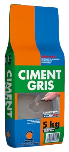Ciment Gris Polyvalent 5kg - Finesse et Séchage Rapide - Maçonnerie, Réparation, Scellement et Jointoiement Intérieur/Extérieur