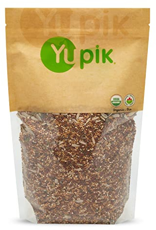 Yupik Organic Super 6 Seeds Mix, 2.2 lb (35.2 oz), GMO-Free, Kosher, Vegan, Rich in Fiber, Nutritious Raw Snack & Topping, With Brown & Golden Flax Seeds, Sunflower, Sesame, Chia & Pumpkin