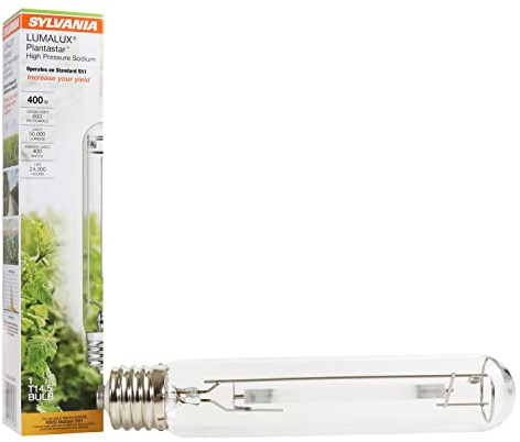Sylvania 400W Plantastar High Pressure Sodium Grow Light, T14.5, 50,000 Lumens, E39 Base, 100 Volts, 2100K, Clear - 1 Pack (65308)