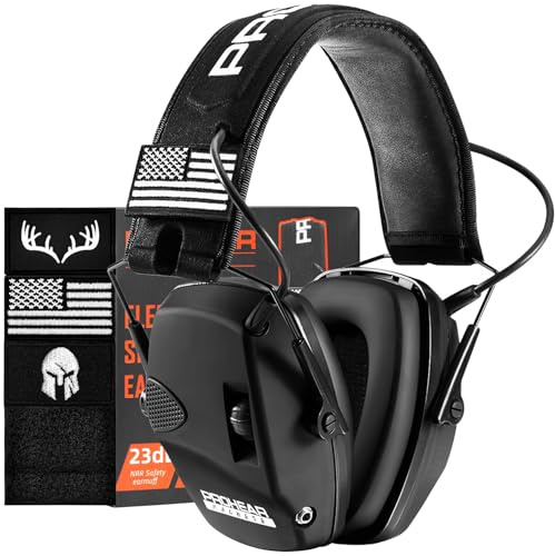 PROHEAR Electronic Ear Protection with 4X Sound Amplification, Noise Reduction Safety Earmuffs, NRR 23dB Noise Reduction Headphones for Loud Work Environments – Black