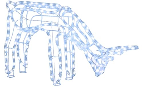 vidaXL Figura de Reno de Navidad, Luces Navideñas Decorativas, Decoración Adorno de Navidad, Iluminaciones para Hogar Exterior, Blanco Frío