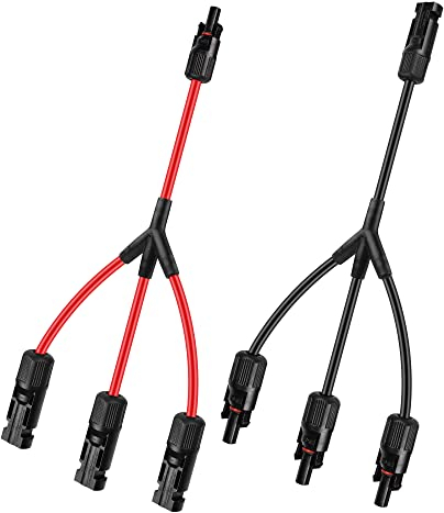 Solarpanel Stecker, Vegena Photovoltaik Steckverbinder Solar Y Stecker 3 Fach, Solarstecker Paar Männlich Weiblich Solarpanel Kabelstecker IP67, PV Kabel Anschlüsse Stecker Verlängerung Parallel
