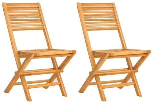 vidaXL Hopfällbara stolar 2 st 47x62x90 cm massivt trä i teak