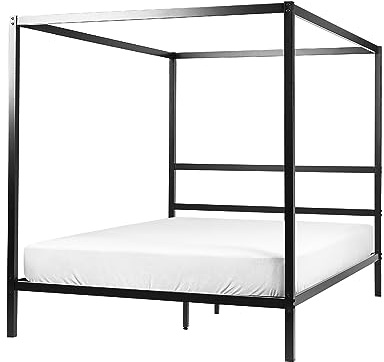 Beliani Cama con somier de Metal Negro 160 x 200 cm contrachapado Marco Dosel Lestards