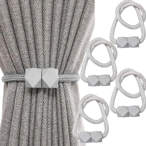 Raffhalter für Vorhänge,4 Stück Gardinen Raffhalter, Vorhang Halter Magnet,Vorhanghalter Seil Schnallen Raffhalter für Home Büro Cafe Gardinen Deko