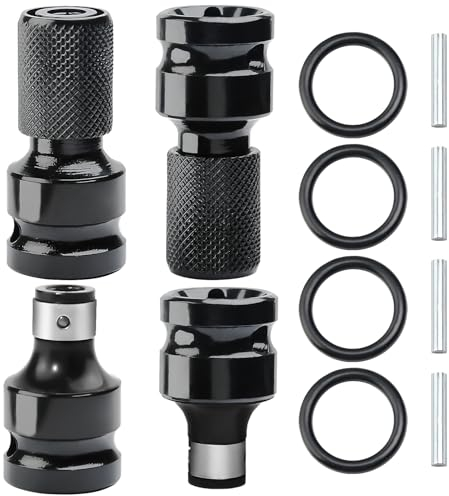 CoKeeSun 4 Piezas Adaptador de Vaso de Impacto, Adaptador de Llave de Carraca de 1/2 a Vástago Hexagonal de 1/4, Convertidor de Liberación Rápida para Llave de Trinquete de Impacto