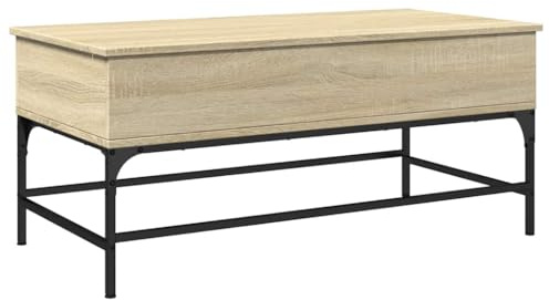 vidaXL Mesa de Centro, Mesita de Sofá con Almacenamiento, Mueble Auxiliar, Decoración para Salón Hogar, Madera y Metal Roble Sonoma