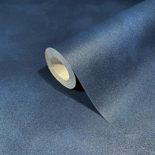 marburg Papier peint bleu uni moderne pour salon, chambre à coucher, cuisine, fabriqué en Allemagne, 10,05 x 0,53 m