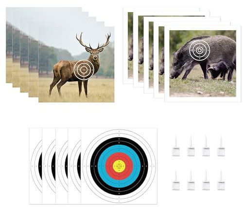 YJFY 15 Blatte Bogenschießen Zielscheiben Auflagen 40cmx40cm Zielpapier & 8 Stück Scheibennagel für Zielscheibe DREI Musterstile Für Darts, Bogenschießen und andere Sportarten (Stil 1)