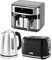 Geepas 1.7L Illuminating Electric Kettle 2 Slice Bread Toaster & 9L Dual Zone Air Fryer Combo Kitchen Set | 2200W Stainless Steel Cordless Jug Kettle | 1000W Toaster | Oil Free Dual Basket Air Fryer