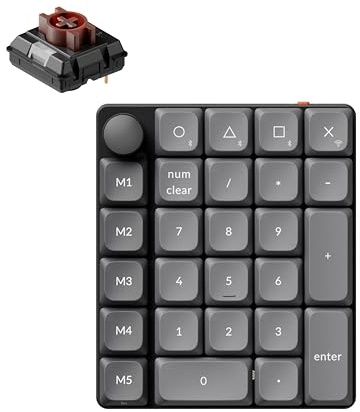Keychron K0 Max Wireless Low-Profile Number Pad, QMK/VIA Programmable, Hot-Swappable Brown Switch, RGB Backlit, 2.4GHz & Bluetooth 5.3, 1000Hz Polling Rate, with Knob, for Windows/Mac
