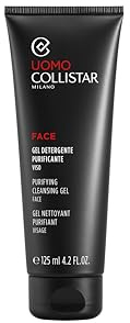 Collistar Gel Detergente Purificante Viso Uomo, per Pelle Grassa e Impura, con Carbone Attivo, Rimuove Impurità, Effetto Opacizzante, Texture Nera Schiumogena, 125 ml