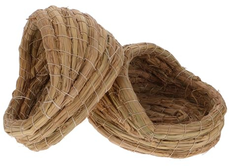 BAZEITFLOW Lot de 2 Nids de Poule Tissés en Paille Naturelle, Pantoufles Nid de Ponte 15 Cm, Habitat Confortable pour Poulailler, Adapté aux Poules de Toutes Tailles et Petits Animaux