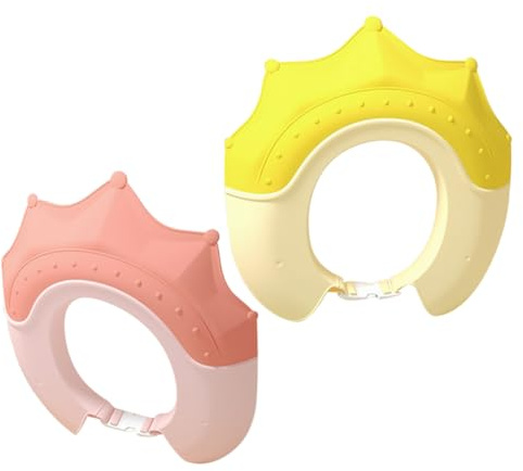 ZUNOXAZ Gorro de Baño para Niño de Plástico Diseño de Tiara, Protector de Oídos y Ojos, Adecuado para Cortar el Cabello y Ducha, Paquete de 2 Unidades