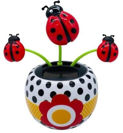 Solar Dancing Flower Automotive Ornament Swinging Dancer Toy Animated Seven-Starred Ladybug Car Dashboard Decor Suncatchers Solar Apple Blossom Bobblehead Windowsill Decoration for Car Home Decor