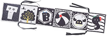 OEBUAFI Libro in Stoffa per Bambini 12 Pagine Libro a Contrasto in Bianco e su Entrambi i Lati per la Prima Educazione con Dispositivo Audio Bibi per (Piante e Meteo e di Stoffa dell'alfabeto)