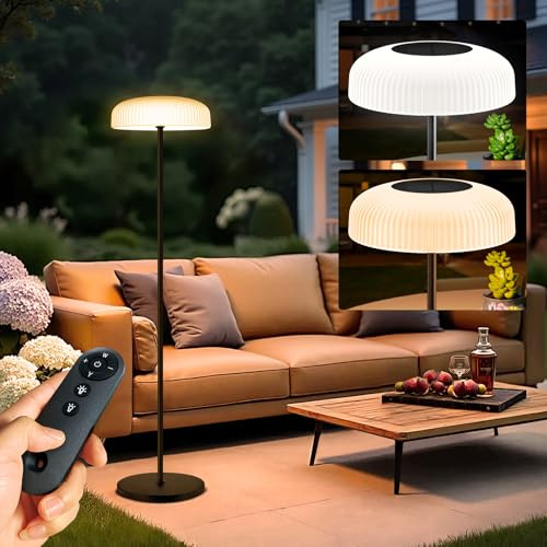 Artrastar Lámpara Solar de Pie 150cm USB-C recargable, control por gestos, 10 brillos y 2 temperaturas (cálido/frío) IP65 resistente al agua – Jardín, terraza, camino