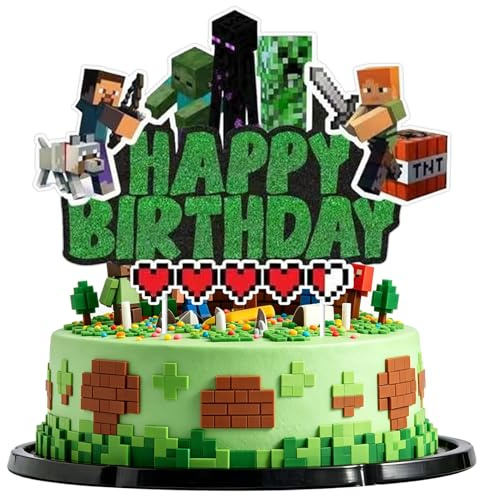 YOGARTH Pixe - Decoración para Tarta de Cumpleaños Infantil, Adorno para Fiesta de Cumpleaños para Niños, Color G