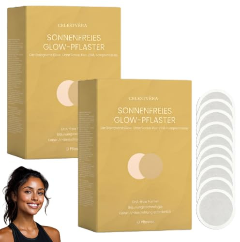 Celestvera Bräunungspflaster, 10 Stück Sun Free Glow Patch für Tanning, Selbstbräuner Microneedle Patch für Frauen und Männer, Natürliche Inhaltsstoffe, für Alle Hauttypen (2 Stück)