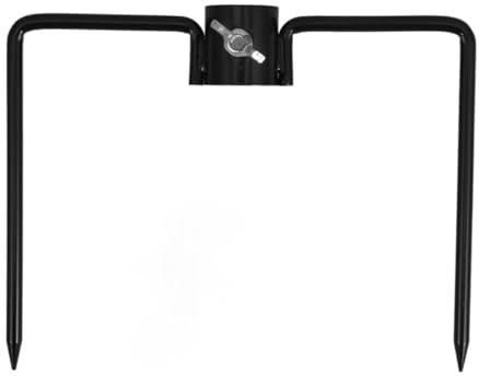 NUOBESTY Soporte para Sombrilla de Jardín de Hierro Negro Ancla de Tierra de 2 Puntas Resistente y Diseño Rústico para Patios y Exteriores