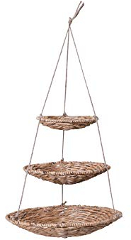 VIVANNO Hängeschale Hängekorb Obstschale 3 Etagen Wasserhyazinthe Mobile, Natur