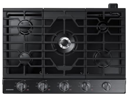 SAMSUNG 30 Built In Smart Gas Cooktop with Illuminated Knobs, 5 Burners, Black Stainless Steel, NA30N6555TG/AA