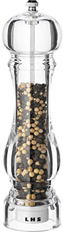 LHS Pepper Mill Grinder Salt Grinder Peppercorn Grinders with Adjustable Coarseness-Clear