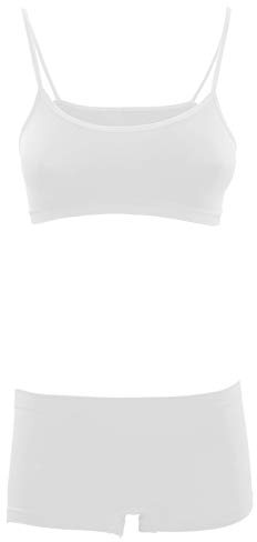 Toocool Ensemble de Sous-Vêtements pour Filles, Brassière et Short pour Filles pour la Danse et la Gymnastique Artistique, Sous-Vêtements de Fitness et Sport Enfant LO-TZ078 [8-10, Blanc]