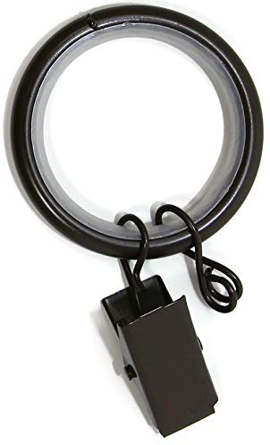 Urbanest 1.25 Quiet Smooth Drapery Curtain Rod Rings for 1 Rod with Clips, Eyelets and Nylon Inserts, 32 Pieces, Oil-Rubbed Bronze