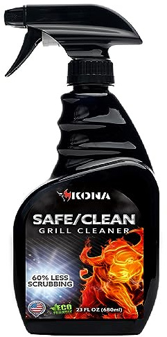 Kona Safe/Clean Grill Cleaner Spray - Now 40% More Cleaning Power, Heavy Duty No-Drip Gel, Eco-Friendly, Food Safe, BBQ Grate Degreaser, Biodegradable, Made in Michigan USA - 23oz