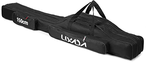 Lixada 1.5m 3 Layers Ice Fishing Rod Case Oxford Soft Folding Black