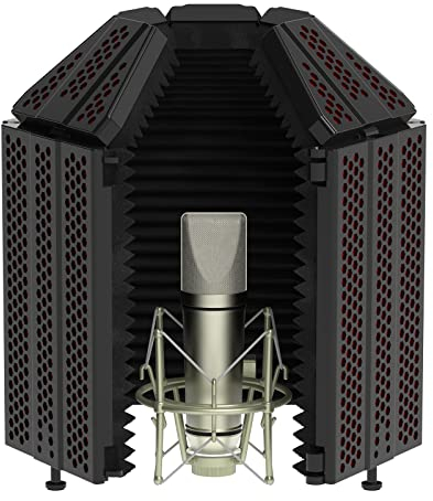 XTUGA Microphone Isolation Shield, Foldable Vocal Booth, Professional Soundproof Booth for Condenser Microphone Recording Studio Equipment