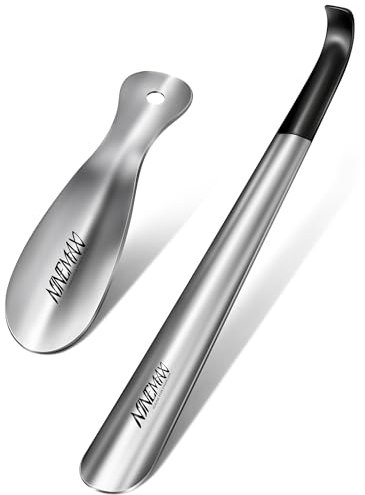 NINEMAX Calzador De Zapatos Largo 42cm, Calzador Largo Metalico, Calzador De Zapatos Corto Viaje 19cm para Personas Mayores Mujer Hombre