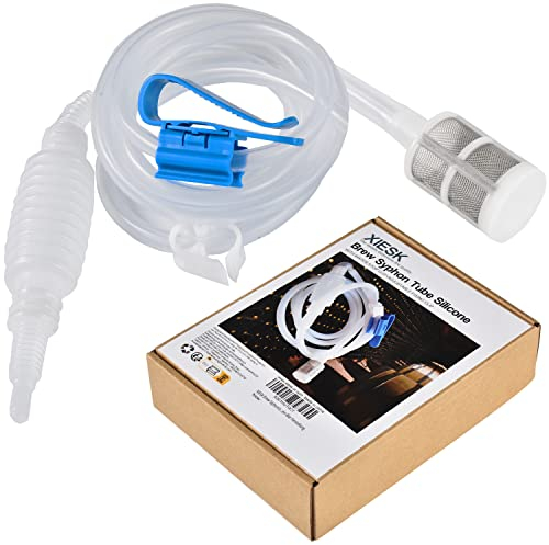 XIESK Brew Siphonröhre Silikon, Länge 2.5M, Weinheber Abfüllschlauch Wein Heberfiltersatz Siphon Rohr Schlauch Filter für Wein Bier herstellung